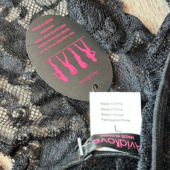 Bralette and Thong Panty Lace 2 Pc. Lingerie Set Size L Black - Picture 6 of 13